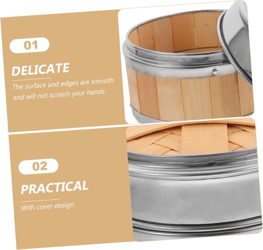 Vegetable Wood Steamer 1 Set Steamed Buns Steamer Basket Chinese Steaming Basket for Cooking Dumplings Meat Fish Vegetables Bao Bun Rice Dim Sum Steamer Log Color Bao Bun Steamer - Image 2