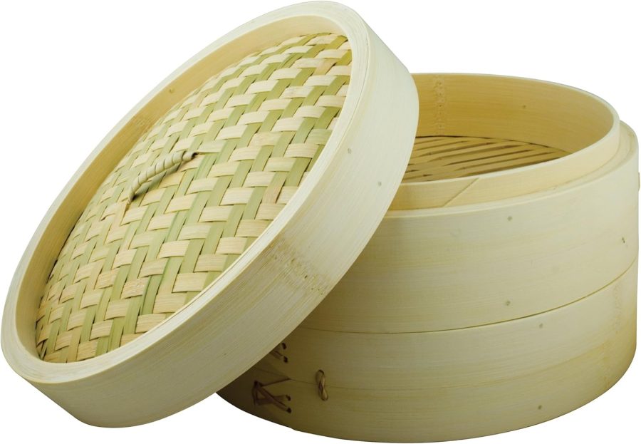 Bamboo Steamer Set with 2 Layers and Lid 25cm